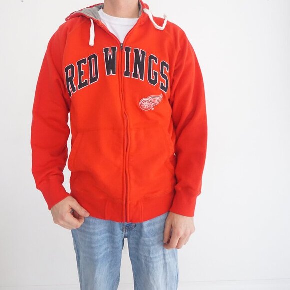 VTG Giii Sport By Karl Banks Red Detroit Red Wings Hooded Zip Up Sweatshirt M - Picture 1 of 11